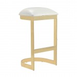 Aura Bar Stool in White and Polished Brass (Set of 2)