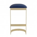 Aura Bar Stool in Blue and Polished Brass (Set of 2)