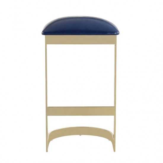Aura Bar Stool in Blue and Polished Brass (Set of 2)