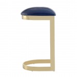 Aura Bar Stool in Blue and Polished Brass (Set of 2)