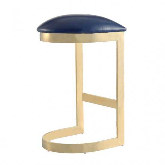 Aura Bar Stool in Blue and Polished Brass (Set of 2)