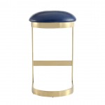 Aura Bar Stool in Blue and Polished Brass (Set of 2)
