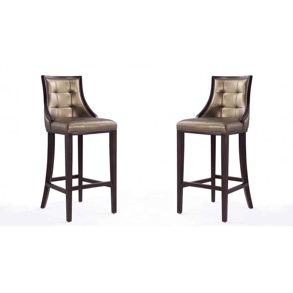 Fifth Avenue Bar Stool in Bronze and Walnut (Set of 2)