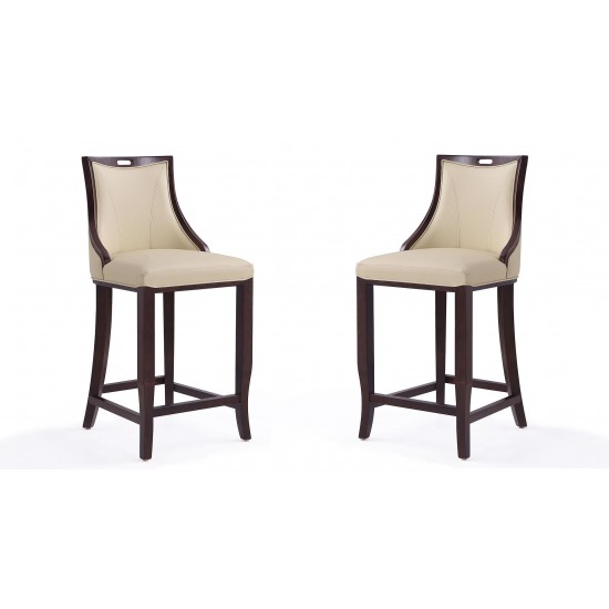 Emperor Bar Stool in Cream and Walnut (Set of 2)