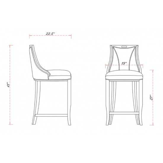 Emperor Bar Stool in Cream and Walnut (Set of 2)