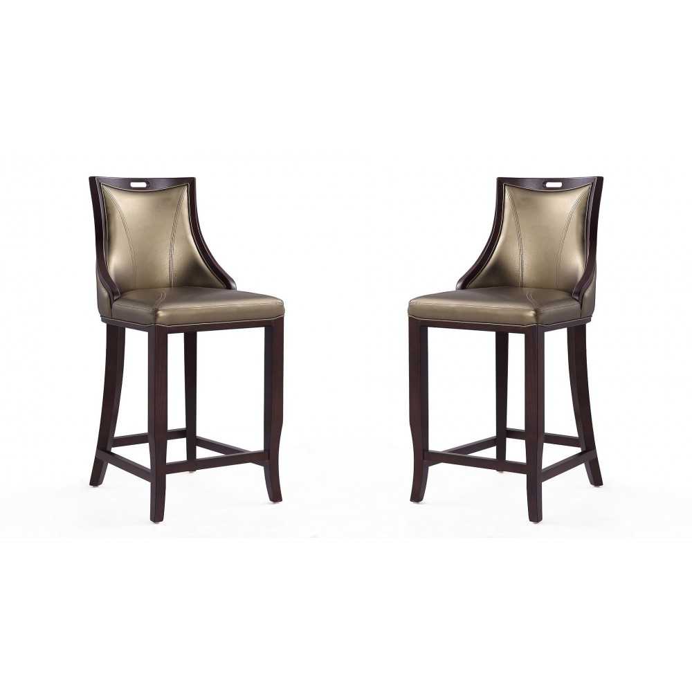 Emperor Bar Stool in Bronze and Walnut (Set of 2) Emperor Bar Stool in Bronze and Walnut (Set of 2)