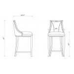 Emperor Bar Stool in Pearl White and Walnut (Set of 2)