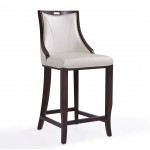 Emperor Bar Stool in Pearl White and Walnut (Set of 2)