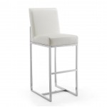 Element 29" Faux Leather Bar Stool in Pearl White and Polished Chrome (Set of 2)