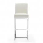 Element 29" Faux Leather Bar Stool in Pearl White and Polished Chrome (Set of 2)