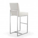 Element 29" Faux Leather Bar Stool in Pearl White and Polished Chrome (Set of 2)