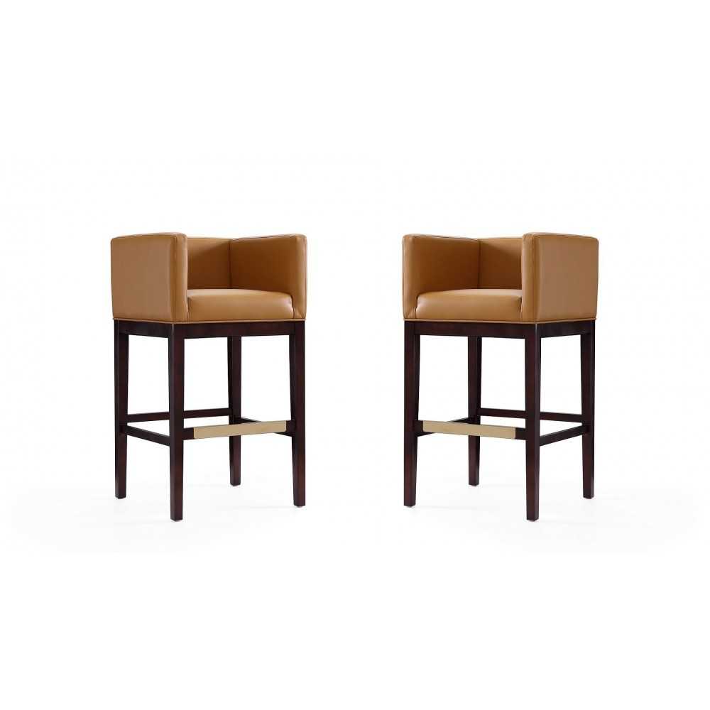 Kingsley Barstool in Camel and Dark Walnut (Set of 2) Kingsley Barstool in Camel and Dark Walnut (Set of 2)