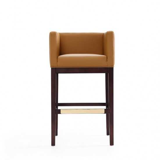 Kingsley Barstool in Camel and Dark Walnut (Set of 2)