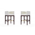 Kingsley Barstool in Ivory and Dark Walnut (Set of 2)