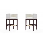 Kingsley Barstool in Ivory and Dark Walnut (Set of 2)