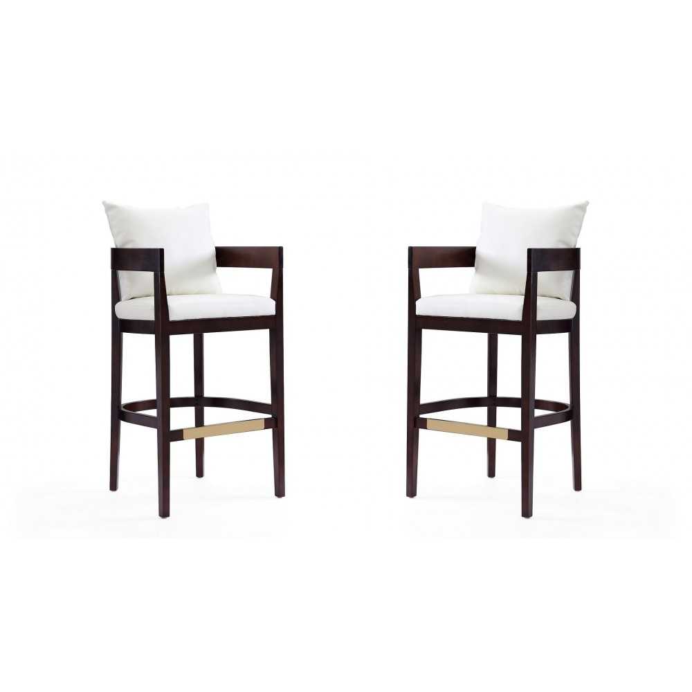 Ritz Barstool in Ivory and Dark Walnut (Set of 2)