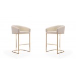 Louvre Barstool in Cream and Titanium Gold (Set of 2)