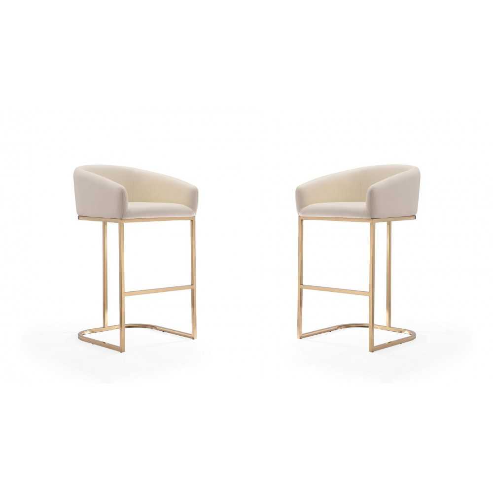 Louvre Barstool in Cream and Titanium Gold (Set of 2)