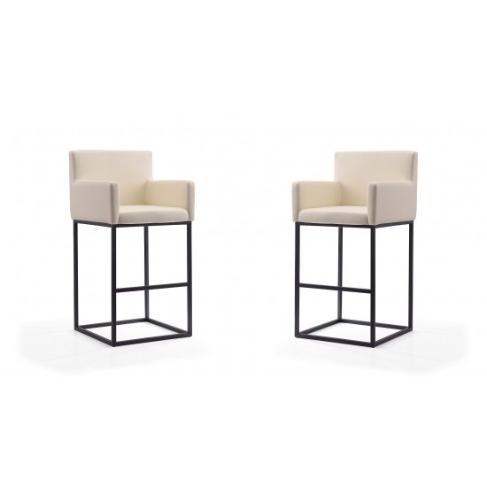 Ambassador Barstool in Cream and Black (Set of 2)