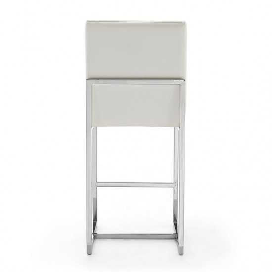 Element 24" Faux Leather Counter Stool in Pearl White and Polished Chrome (Set of 2)