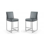 Element 24" Faux Leather Counter Stool in Graphite and Polished Chrome (Set of 2)