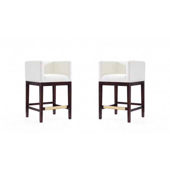 Kingsley Counter Stool in Ivory and Dark Walnut (Set of 2)