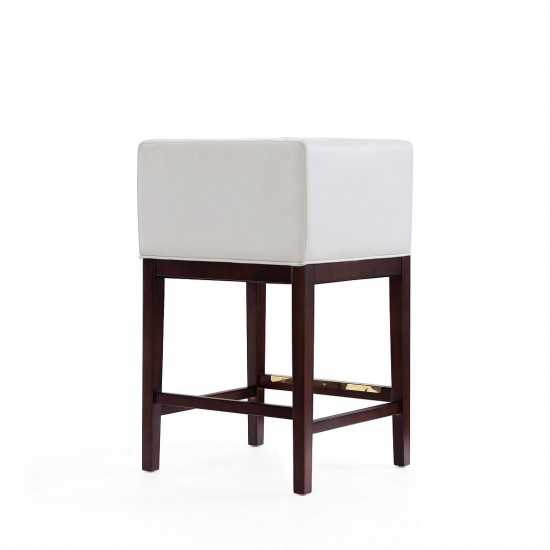 Kingsley Counter Stool in Ivory and Dark Walnut (Set of 2)