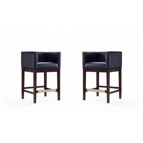 Kingsley Counter Stool in Black and Dark Walnut (Set of 2)