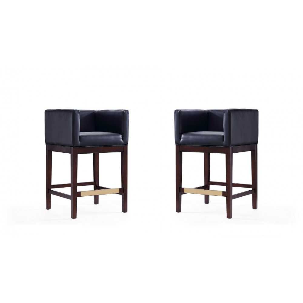 Kingsley Counter Stool in Black and Dark Walnut (Set of 2)