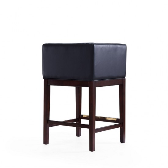 Kingsley Counter Stool in Black and Dark Walnut (Set of 2)