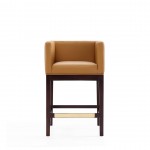 Kingsley Counter Stool in Camel and Dark Walnut (Set of 2)
