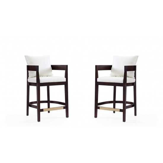 Ritz Counter Stool in Ivory and Dark Walnut (Set of 2)