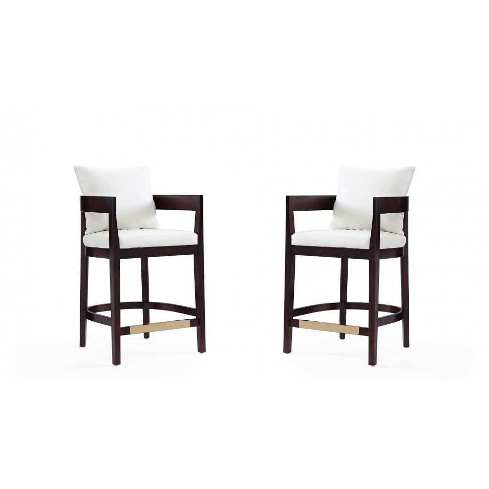 Ritz Counter Stool in Ivory and Dark Walnut (Set of 2)