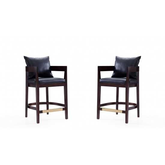 Ritz Counter Stool in Black and Dark Walnut (Set of 2)