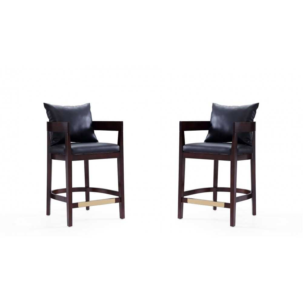Ritz Counter Stool in Black and Dark Walnut (Set of 2)