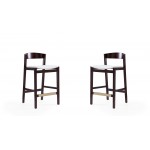 Klismos Counter Stool in Ivory and Dark Walnut (Set of 2)