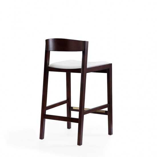 Klismos Counter Stool in Ivory and Dark Walnut (Set of 2)