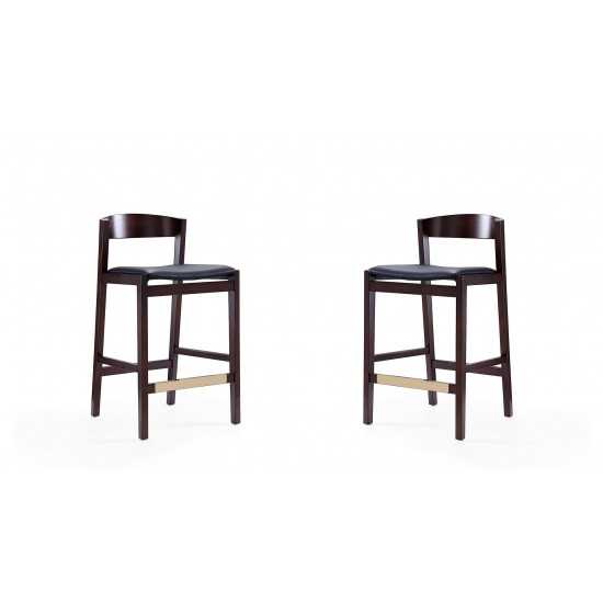 Klismos Counter Stool in Black and Dark Walnut (Set of 2)