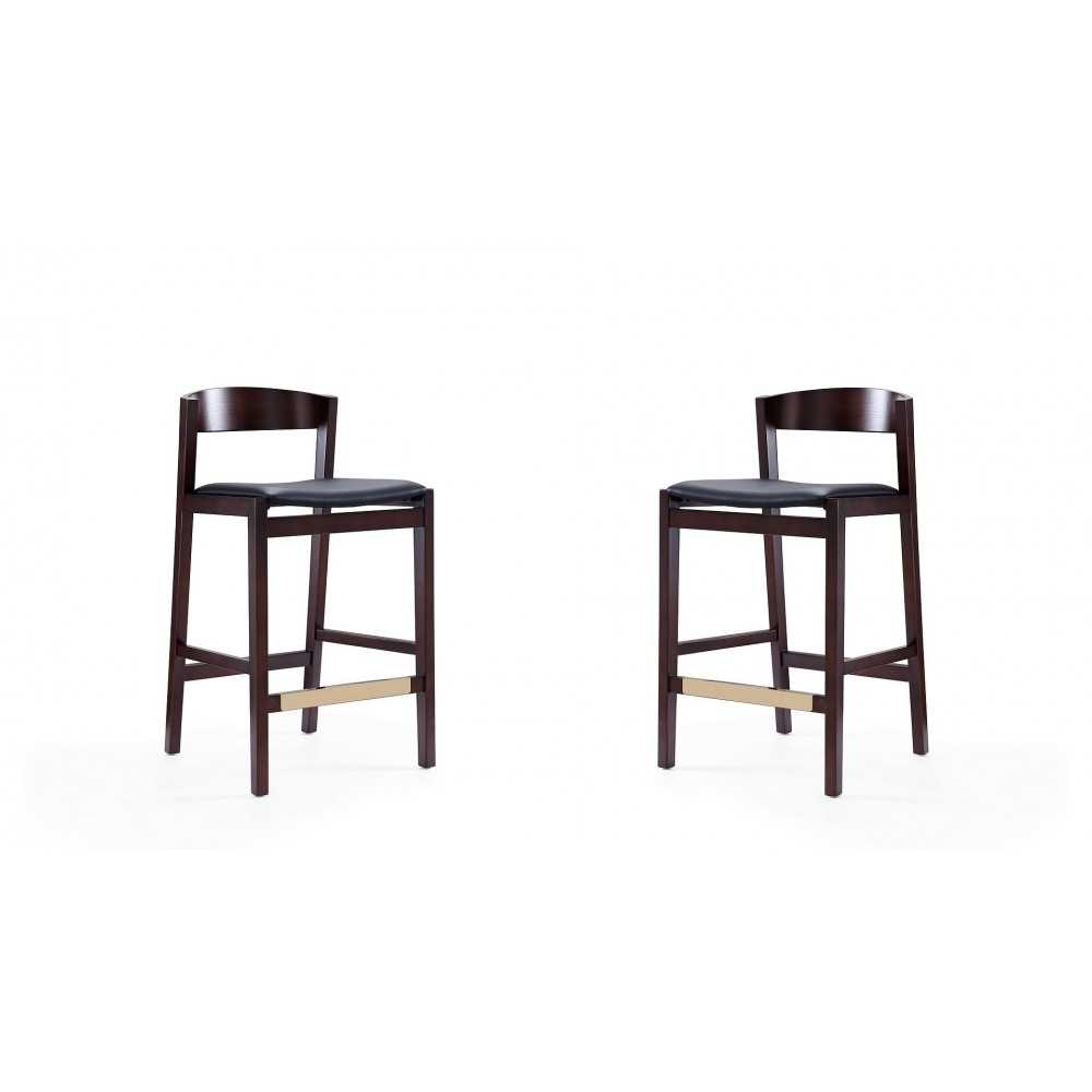 Klismos Counter Stool in Black and Dark Walnut (Set of 2)