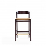 Klismos Counter Stool in Camel and Dark Walnut (Set of 2)