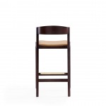 Klismos Counter Stool in Camel and Dark Walnut (Set of 2)