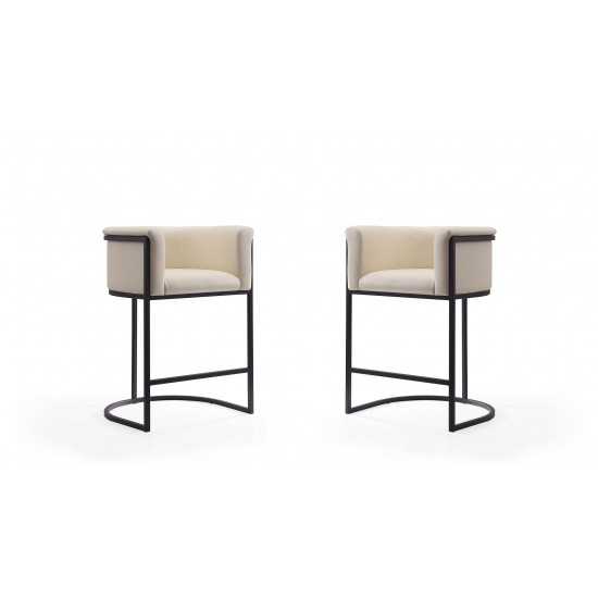 Cosmopolitan Counter Stool in Cream and Black (Set of 2)