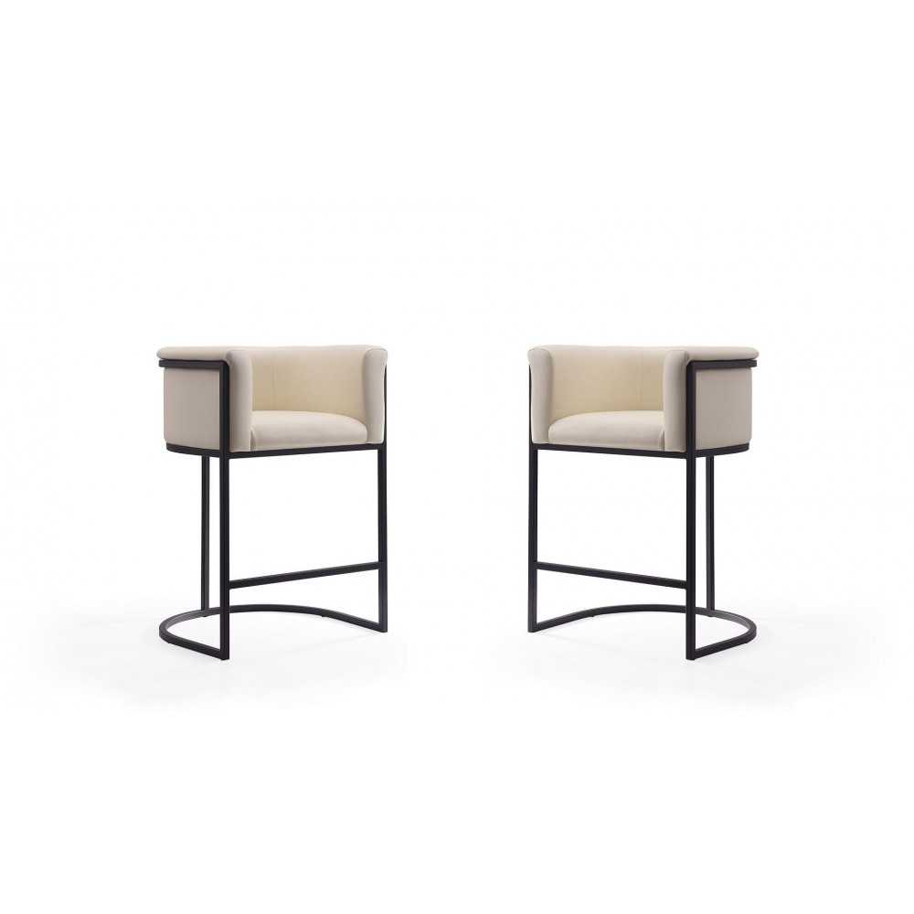 Cosmopolitan Counter Stool in Cream and Black (Set of 2)