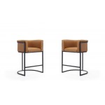 Cosmopolitan Counter Stool in Camel and Black (Set of 2)