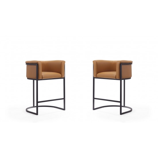 Cosmopolitan Counter Stool in Camel and Black (Set of 2)