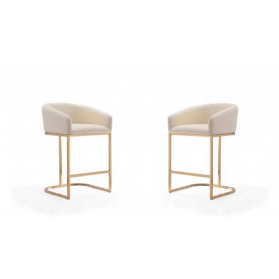 Louvre Counter Stool in Cream and Titanium Gold (Set of 2)