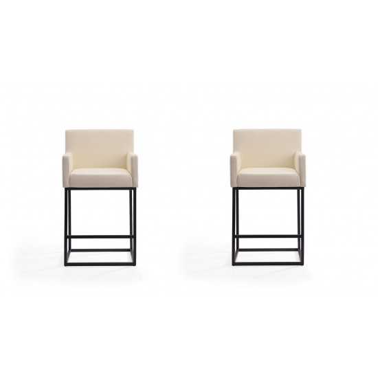 Ambassador Counter Stool in Cream and Black (Set of 2)