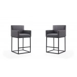 Ambassador Counter Stool in Grey and Black (Set of 2)