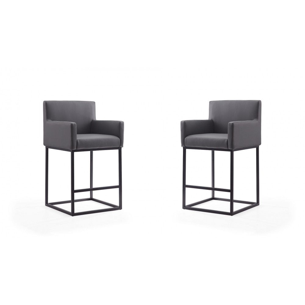 Ambassador Counter Stool in Grey and Black (Set of 2)