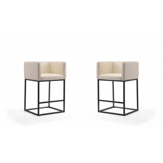 Embassy Counter Stool in Cream and Black (Set of 2)